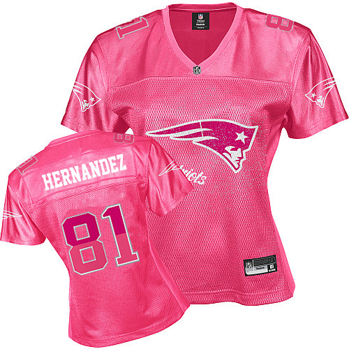 Patriots #81 Aaron Hernandez Pink 2011 Women's Fem Fan Stitched NFL Jersey